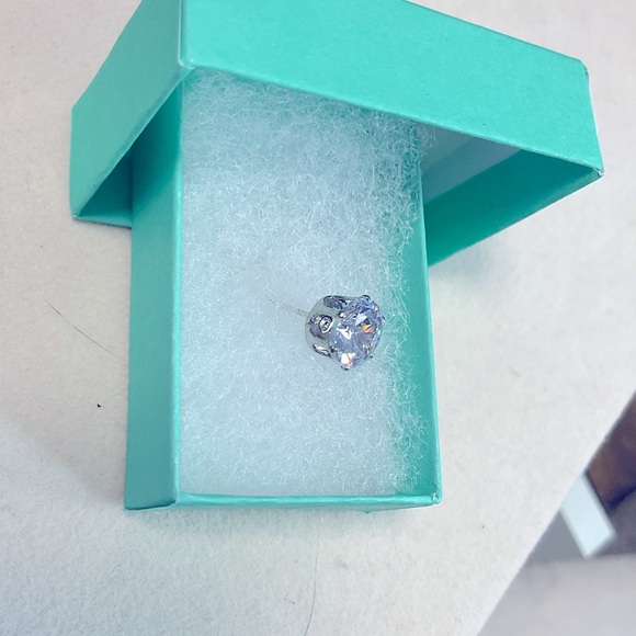 Men’s 9MM CZ Stainless Steel Post Back Diamond Stud (New) - Picture 2 of 3